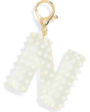 Leith Faux Pearl Initial Bag Charm - White