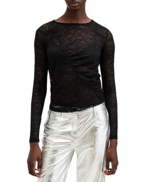 AllSaints Edana Lace Long Sleeve Top - Black