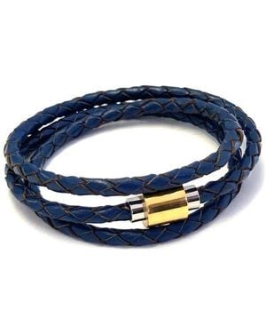Liza Schwartz Leather Wrap Bracelet - Blue