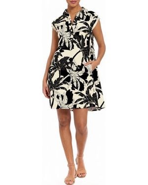 London Times Popover Shirt A-Line Dress - Black