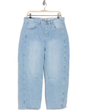 PTCL Heart Jacquard Barrel Leg Jeans - Blue
