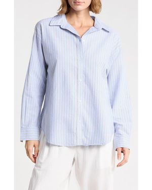 Beach Lunch Lounge Cidney Oversize Cotton Button-Up Shirt - Blue