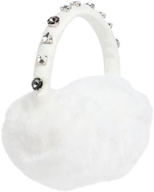Kate Spade Embellished Faux Fur Earmuff - White