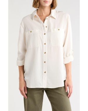 Sanctuary Tencel Lyocell Boyfriend Button-Up Shirt - Natural