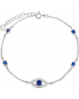 Queen Jewels Cubic Zirconia Evil Eye Station Bracelet - Metallic