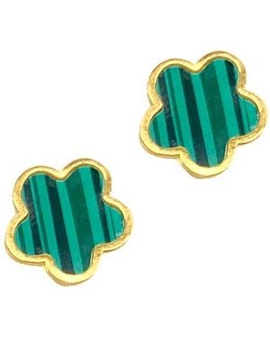 Adornia 14K Plated Clover Stud Earrings - Green