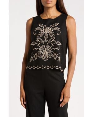 Ellen Tracy Embroidered Tank Top - Black