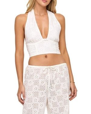 LSPACE Bloom Cotton Eyelet Halter Top - White