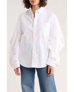 R13 Ziggy Oversized Fit Cotton Button-Down Shirt - White