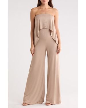 Go Couture Strapless Popover Jumpsuit - Natural