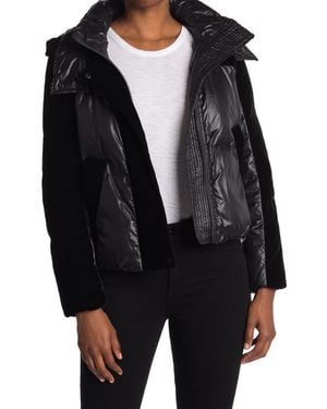 Andrew Marc Hooded Quilted Down Puffer Jacket - Black