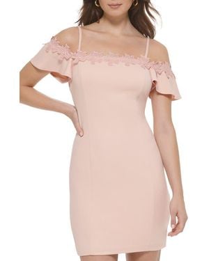 Kensie Off-The-Shoulder Scuba Crepe Dress - Pink
