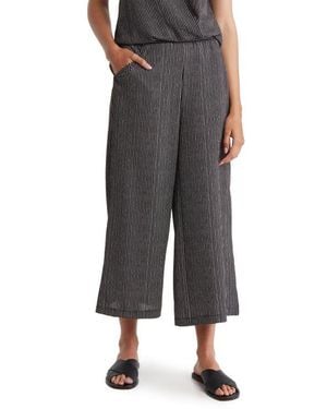 Max Studio Pull-On Crop Wide Leg Pants - Black