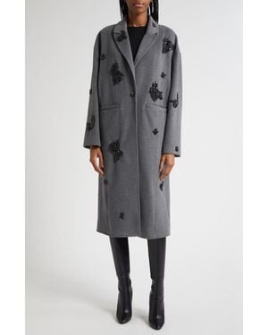 Cinq À Sept Crystal Ivy Gravis Embellished Coat - Black