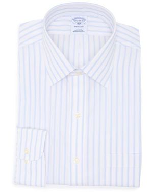 Brooks Brothers Regular Fit Stripe Non-Iron Cotton Button-Down Shirt - White