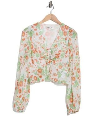 Diane von Furstenberg Mary Lurex Long Sleeve Top - White