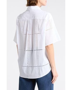 Rag & Bone Ella Eyelet Short Sleeve Button-Up Shirt - White