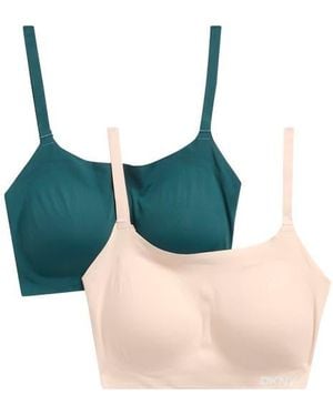 DKNY 2-Pack Laser Cut Scoop Bralettes - Blue