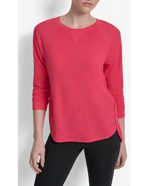 DKNY Slub Waffle High-Low T-Shirt - Red