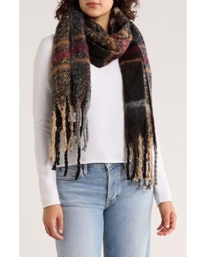 Steve Madden Tinsel Shine Plaid Scarf - Black