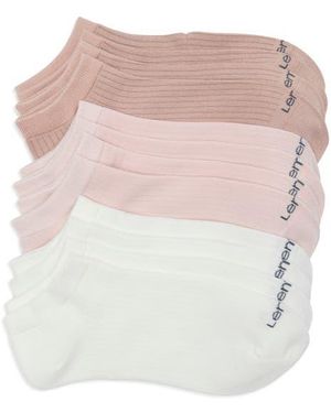 Lemon 6-Pack Rib Low Cut Socks - Pink