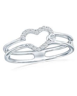 Simona Open Heart Cubic Zirconia Ring - Metallic