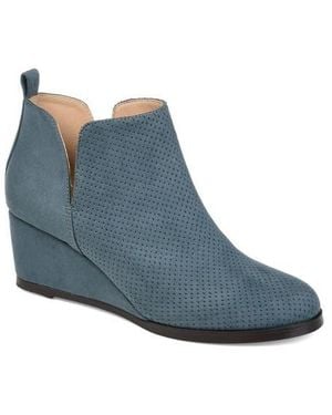 Journee Collection Mylee Perforated Wedge Bootie - Blue