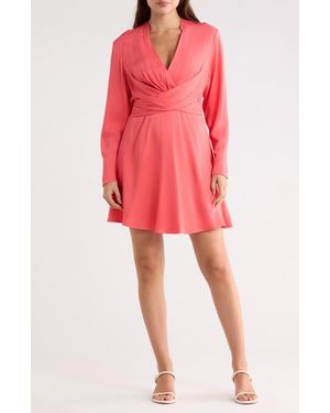 BOSS Dimkai Long Sleeve Fit & Flare Dress - Pink
