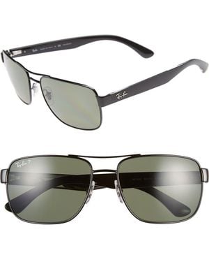 Ray-Ban 58Mm Steel Aviator Polarized Sunglasses - Gray