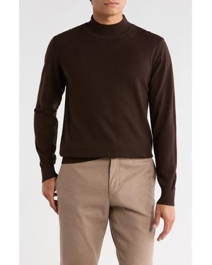 T.R. Premium Slim Fit Mock Neck Sweater - Brown