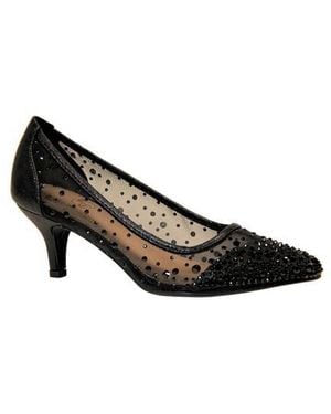 Lady Couture Rhinestone Kitten Heel Pump - Black