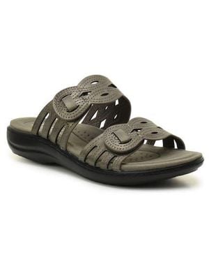 Taryn Rose Cutout Slide Sandal - Gray