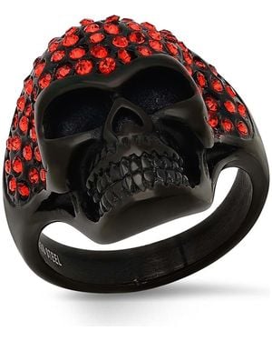 Steeltime Pavé Skull Ring - Black