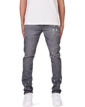 Purple Brand Painted Ripped Knee Slit Skinny Jeans - Multicolor
