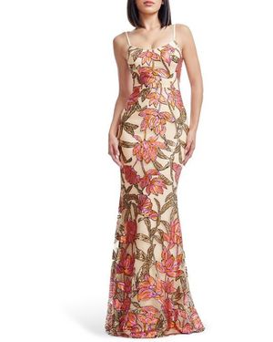 strapless open back dress Audrina Sheer Gown – Dress the Population main image 1