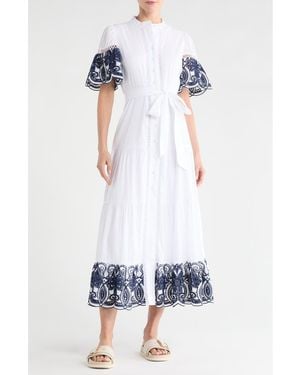 Love By Design Southampton Embroidered Maxi Shirtdress - White