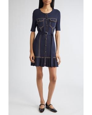 Cinq À Sept Elisha Belted Sweater Dress - Blue