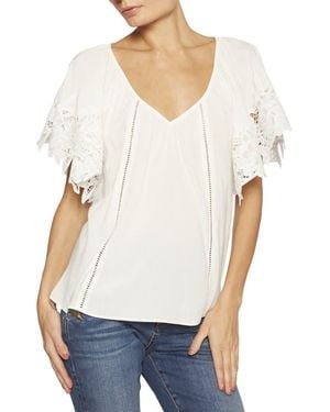 Ramy Brook Lynette Lace Sleeve Top - White