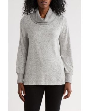 Matty M Cowl Neck Long Sleeve Knit Top - Gray