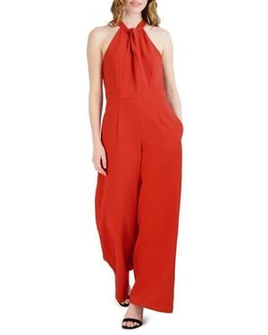 Julia Jordan Halter Neck Wide Leg Jumpsuit - Red