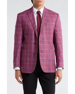Brooks Brothers Plaid Linen Two-Button Sport Coat - Purple