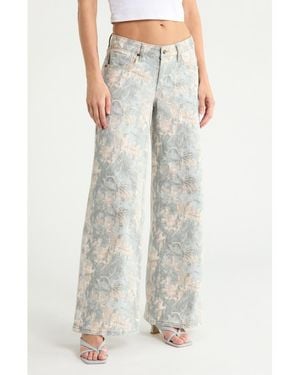 Fade Out Loud Low Rise Wide Leg Jeans - Multicolor
