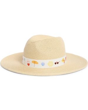 BCBGMAXAZRIA Icon Print Band Panama Hat - Natural
