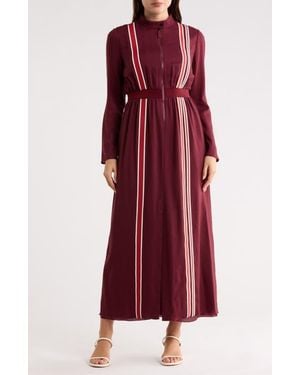 Longchamp Stripe Wool Maxi Dress - Red