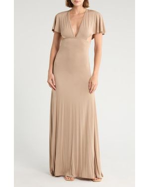 Go Couture Dolman Sleeve Cutout Maxi Dress - Natural