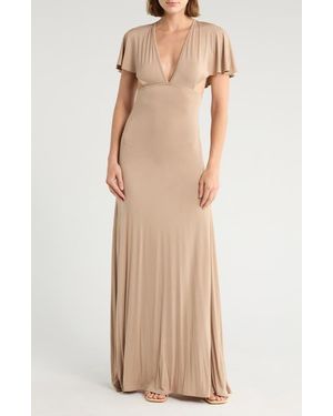 Go Couture Dolman Sleeve Cutout Maxi Dress - Natural