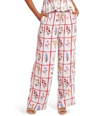 Petal & Pup Jovique Floral Strapless Top & Wide Leg Pants Set - Red