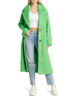 TOPSHOP Long Brushed Coat - Green
