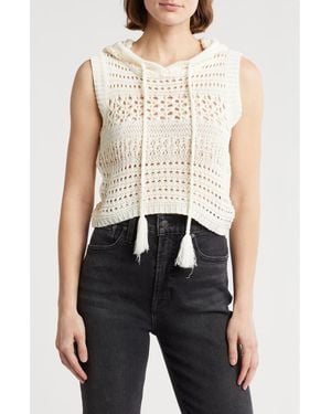 Love By Design Ellie Open Stitch Sleeveless Hoodie - White