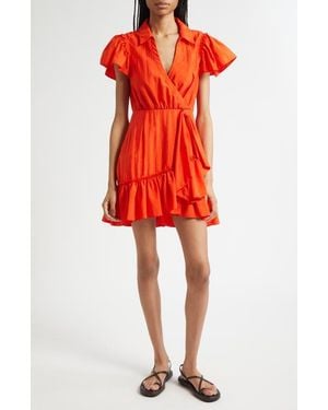Cinq À Sept Lila Asymmetric Ruffle Taffeta Mini Dress - Red